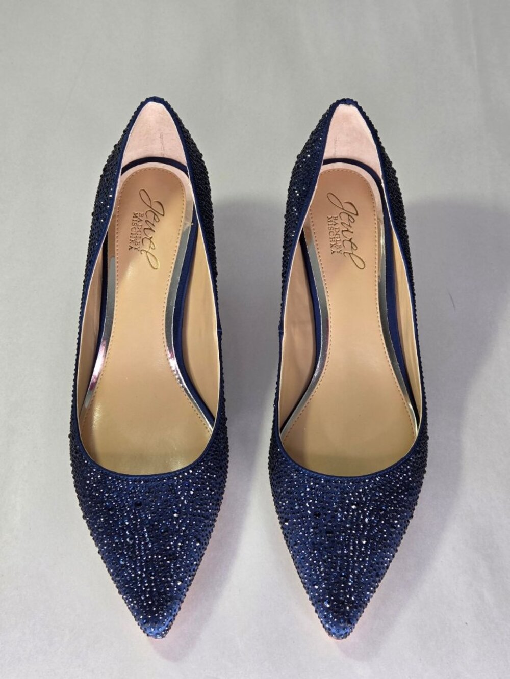 Jewel Badgley Mischka Women's Frenchie Kitten Heel Evening Pumps - Navy - Picture 2 of 7